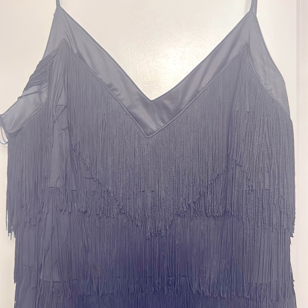 Guess fringed flapper black dress 12